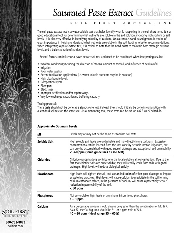 Saturated Paste Extract Guidelines