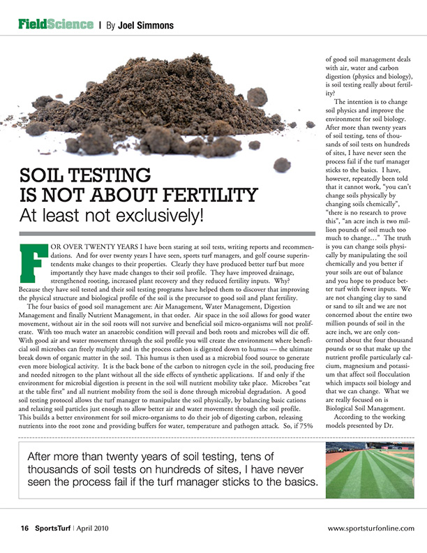 Soil Testing is not About Fertility Article